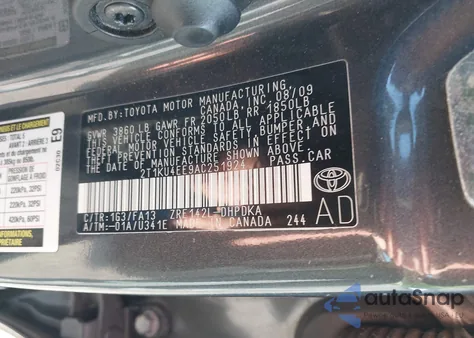 2010 Toyota Matrix z USA, uszkodzony, nr VIN 2T1KU4EE9AC251924